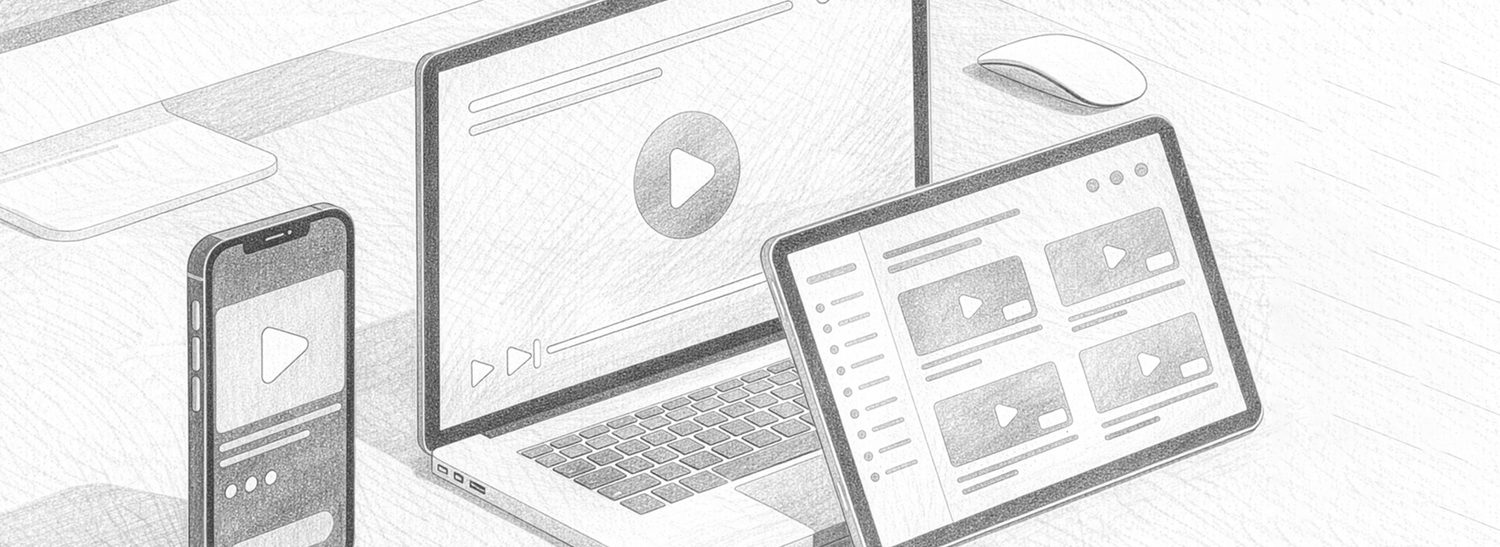 Different business video formats shown across phone, laptop, tablet, and desktop devices